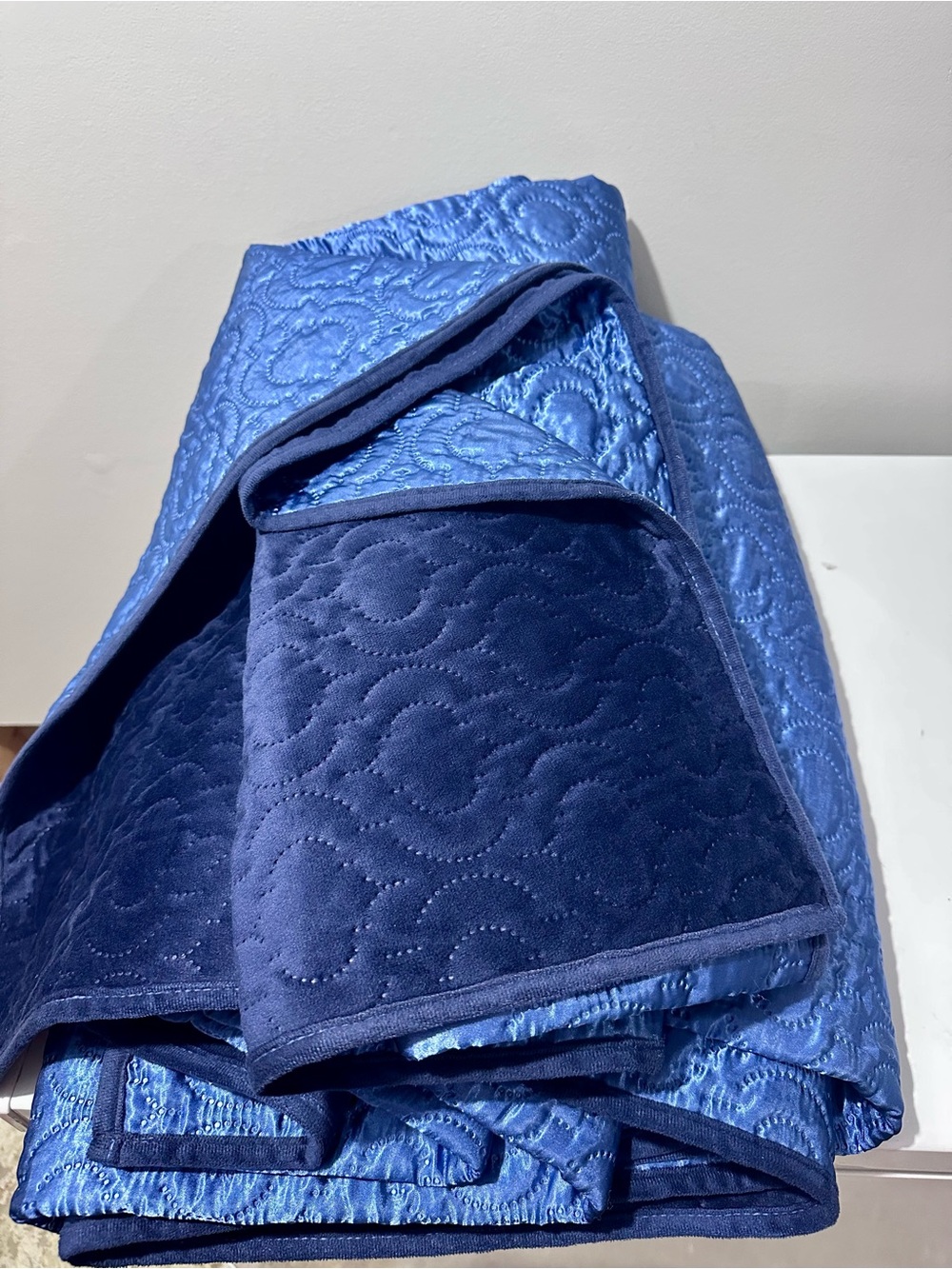 Mainstays Reversible Quilted Comforter in Dark Blue and Royal Blue